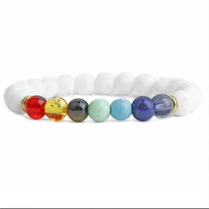 Volcanic Lava Stone with Colorful Beads Bracelet